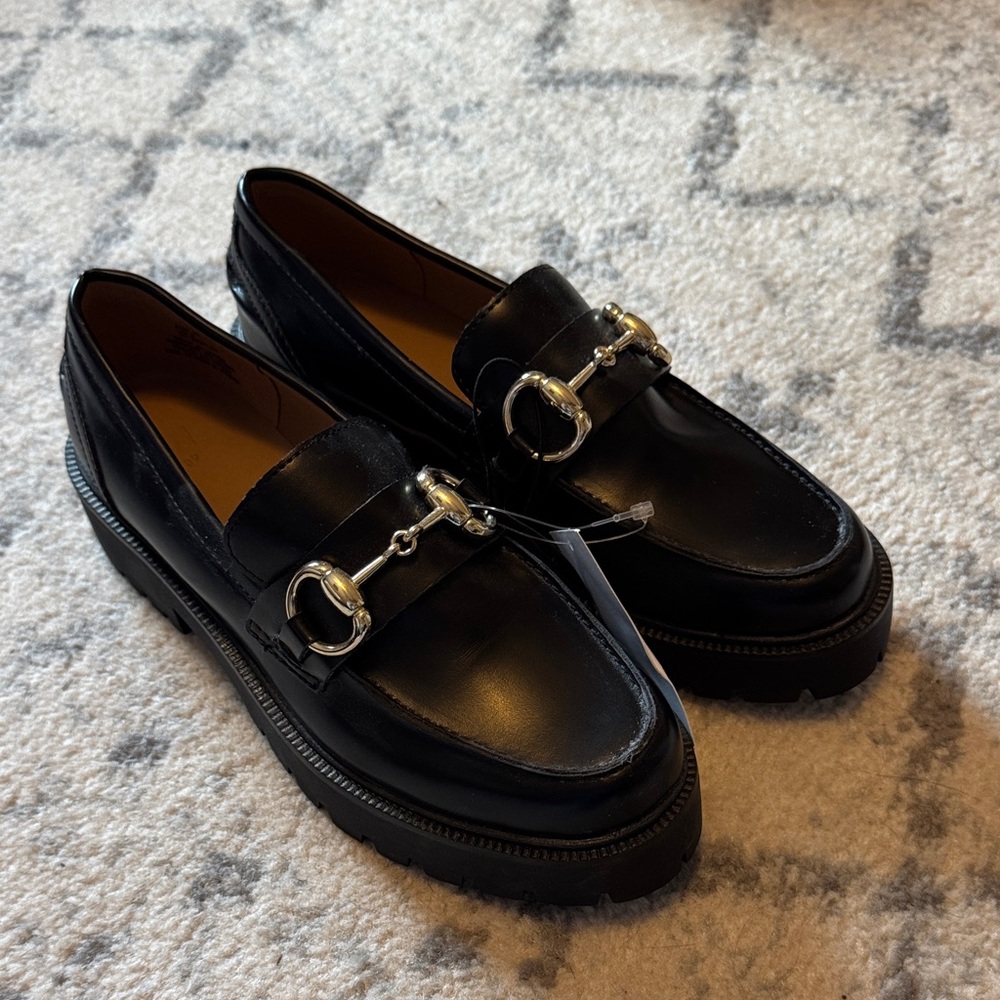H&M Black Loafers with Silver Accent